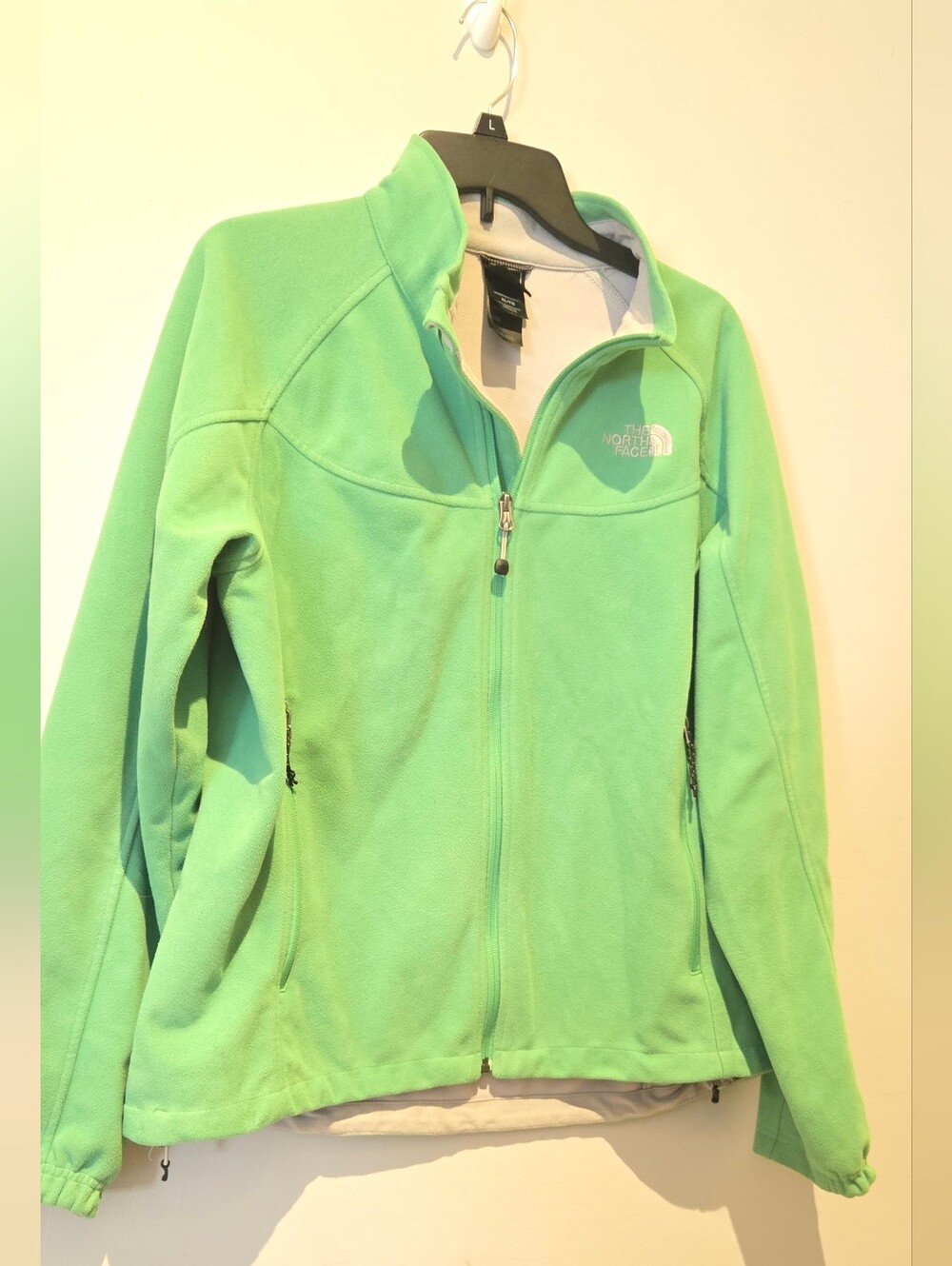 The North Face Womens Windwall Mint Green Full-Zip Utility Fleece Jacket EUC XL